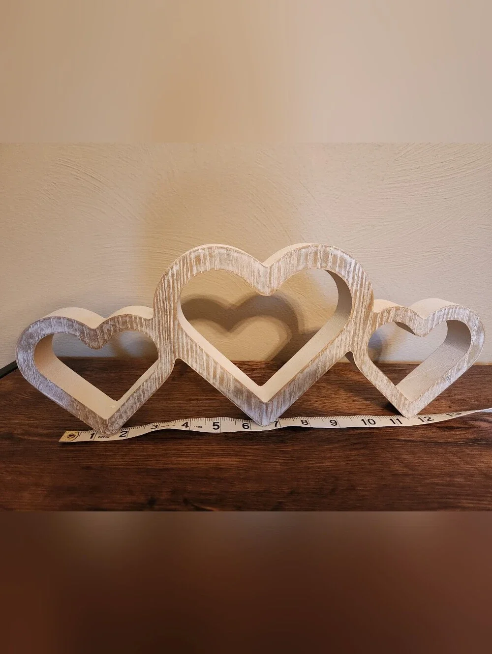 Wooden Heart Trio Decorative Shelf Accent
